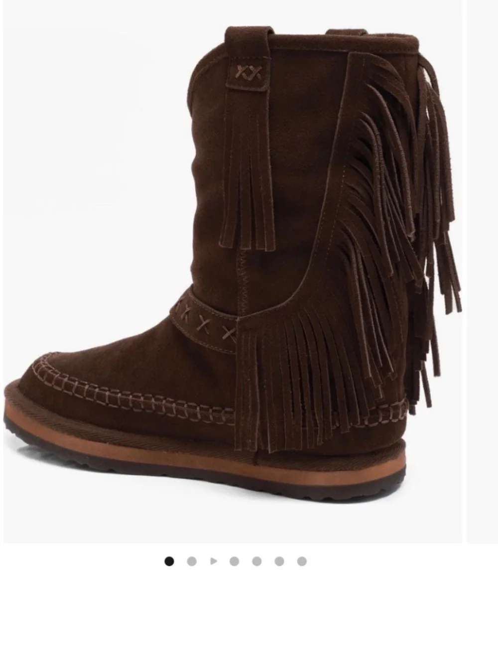 Free People Faye Fringe Suede And Faux Fur Boot Chocolate Brown SZ 9.5